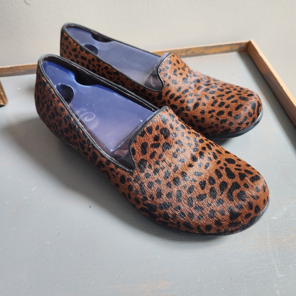 Dansko Olivia Leopard Pattern Calfhair Slip-On Shoes US 9.5-10